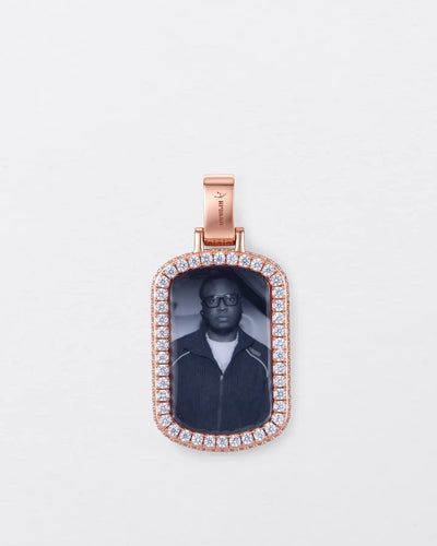 Custom Double-Sided Pavé Dog Tag Photo Pendant