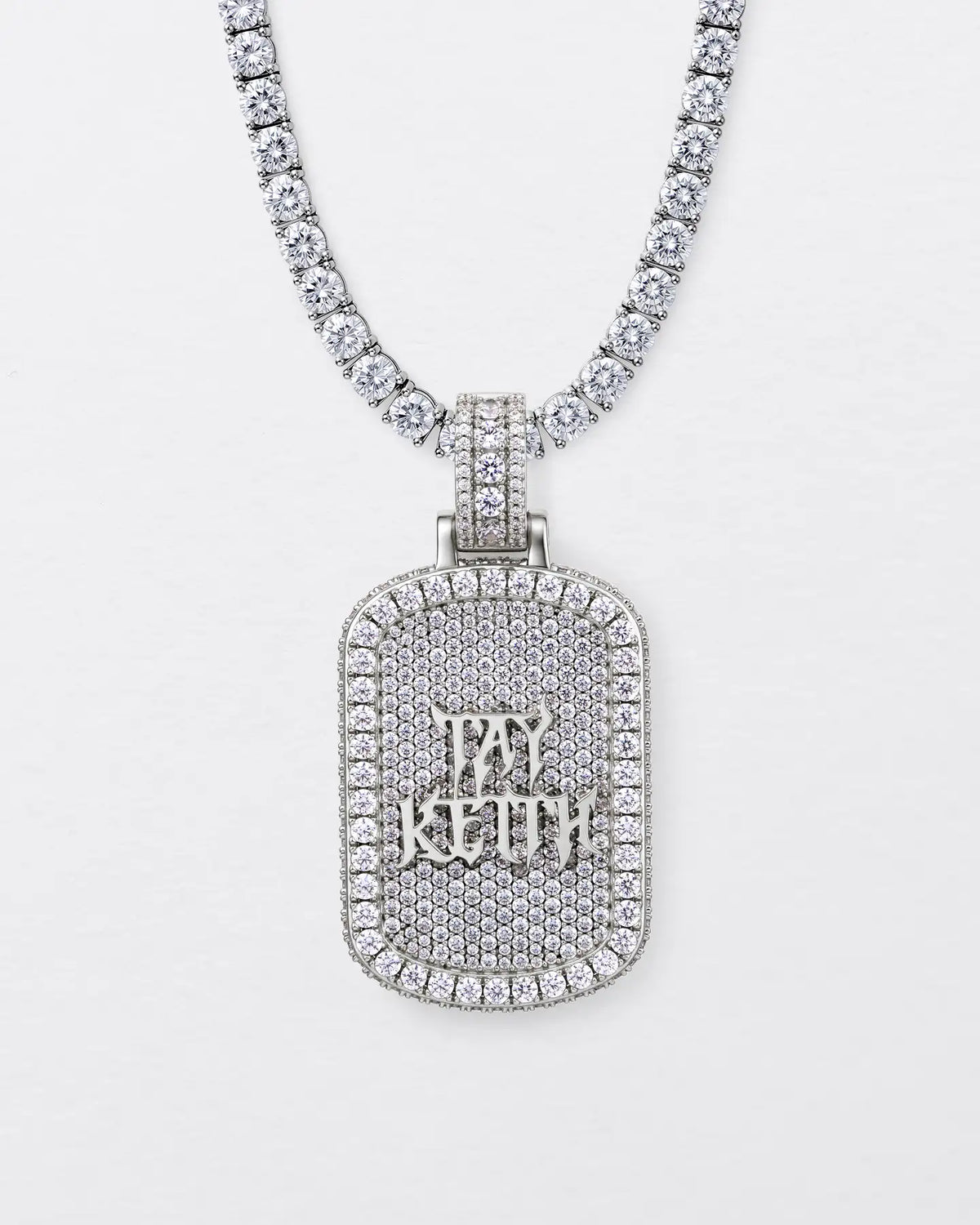 Custom Double-Sided Pavé Dog Tag Photo Pendant