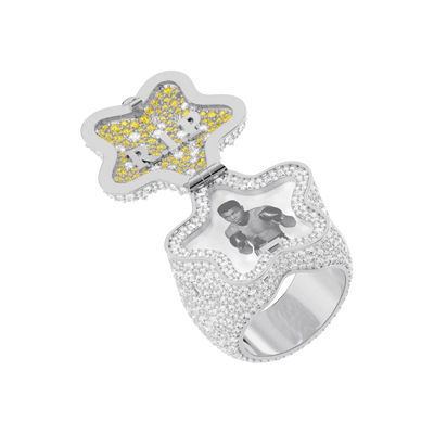 Anillo personalizado con foto giratoria "Estrella"