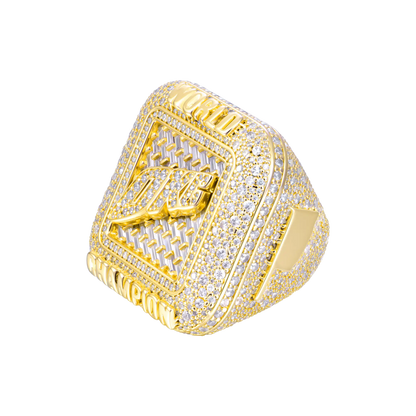 Anillo de campeonato personalizado con tejido de diamantes cuadrados