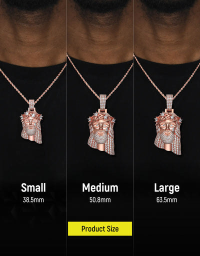 Pendentif Jésus stellaire en or rose moissanite - Petit