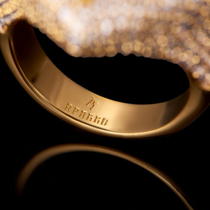 14 K Gold Eisring mit gebrochenem Herzen