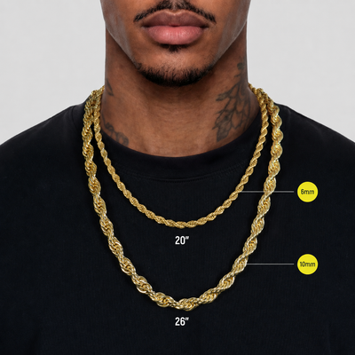 Rope Chain With Iced Clasp - 6mm