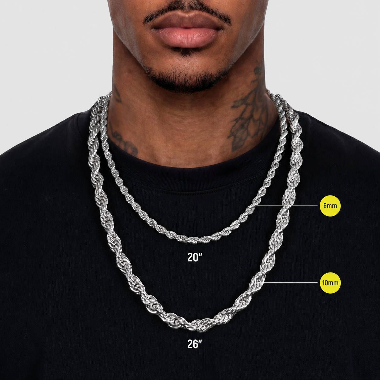 Rope Chain With Iced Clasp - 6mm