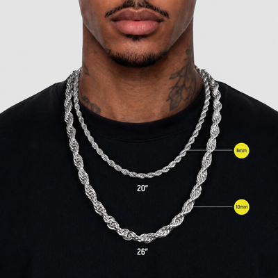 Rope Chain With Iced Clasp - 6mm
