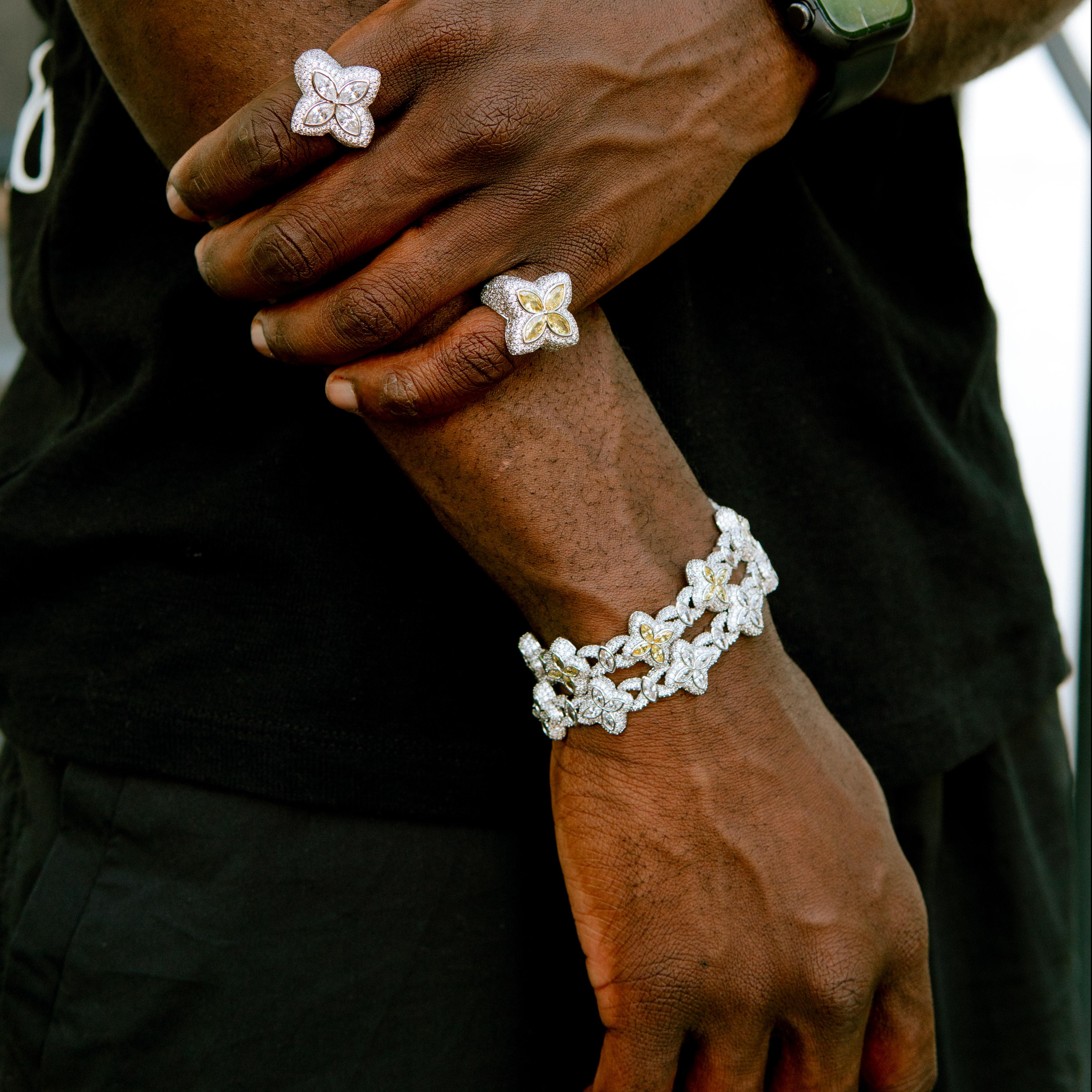 Bracelet de trèfle lumineux glacé - Diamond blanc