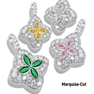 Iced Luminous Clover Pendant - White Diamond