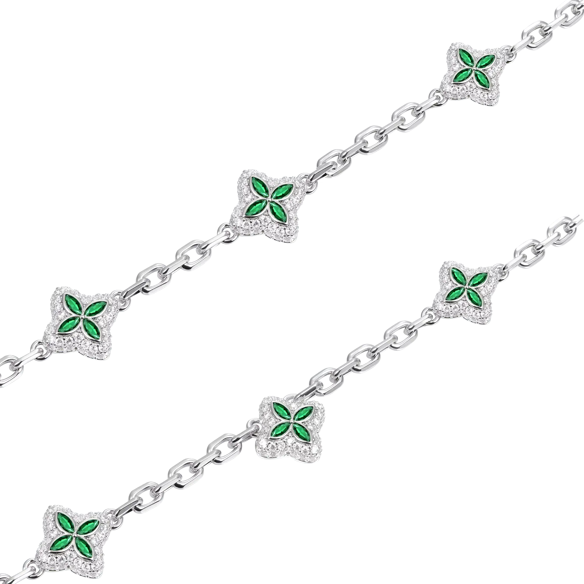 Iced Luminous Clover Adjustable Necklace - Green Diamond