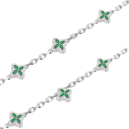 Collier Ajustable Trèfle Lumineux Glacé - Diamant Vert