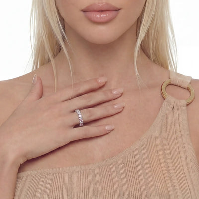 Crushed Ice Oval Cut Ring – Ausgefallenes Hellrosa