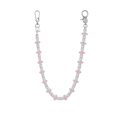 Moissanite Luminous Clover Necklace & Wallet Chain - Pink Diamond