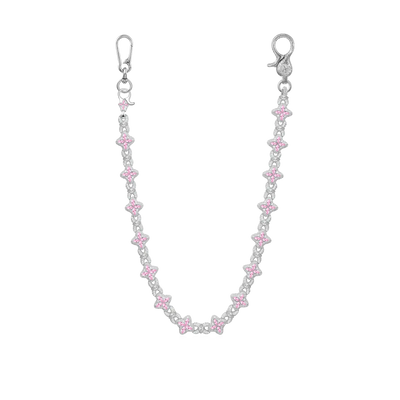 Collier Trèfle Lumineux Glacé & Chaîne Portefeuille - Diamant Rose
