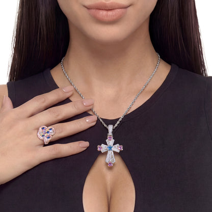 Vitraux Nacht-Anhänger- und Ring-Set