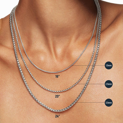 Women's Box Chain - White Gold