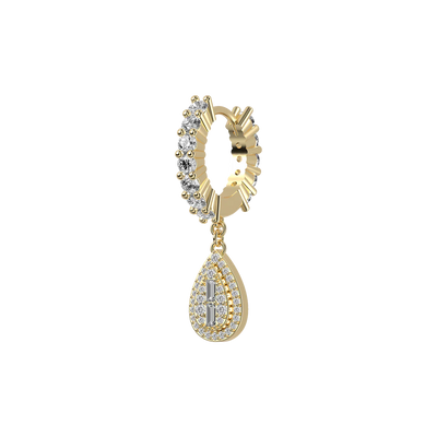 Arete colgante con halo en mezcla de baguette - Individual