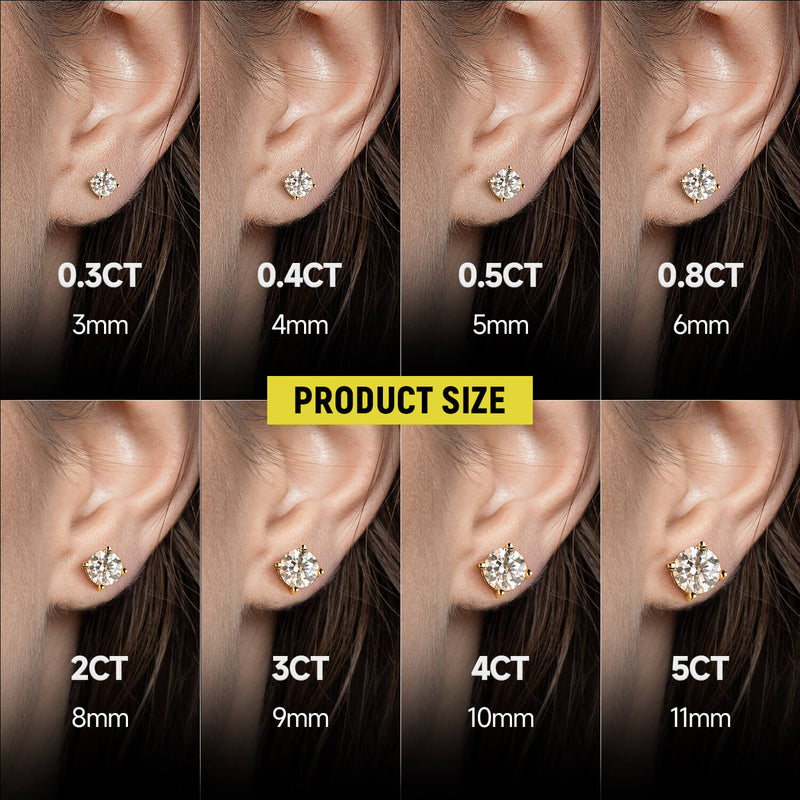 Round Cut Moissanite Stud Earring - APORRO Jewelry - APORRO