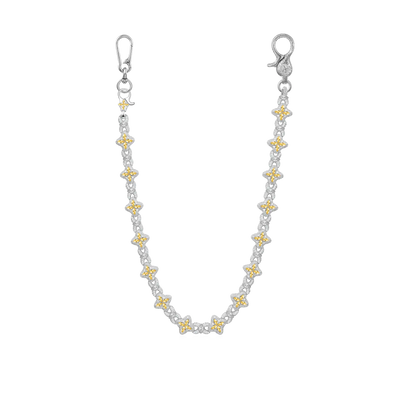 Collana con trifoglio luminoso Moissanite & Catena per portafoglio - diamante giallo