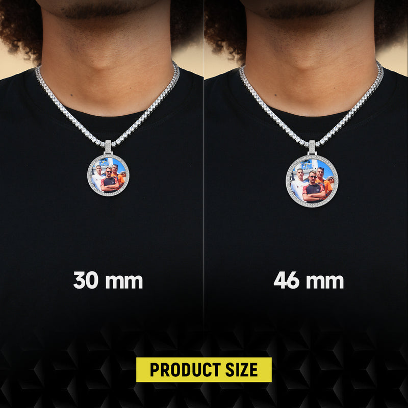 Ciondolo personalizzato per collana con foto da 46 mm in Moissanite