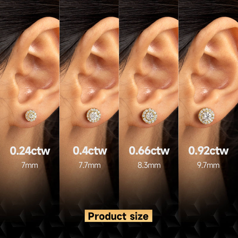Halo Round Cut Moissanite Stud Earring - APORRO