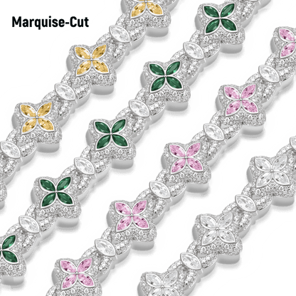 Moissanite Luminous Clover Necklace & Wallet Chain - Pink Diamond