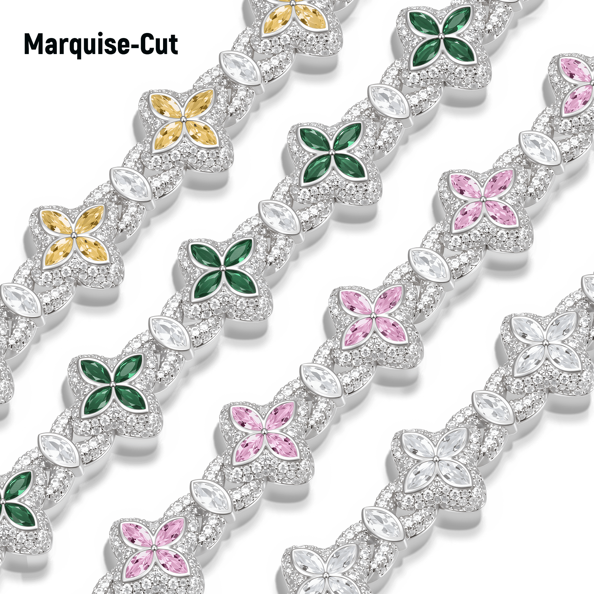 Moissanite Luminous Clover Bracelet - Pink Diamond