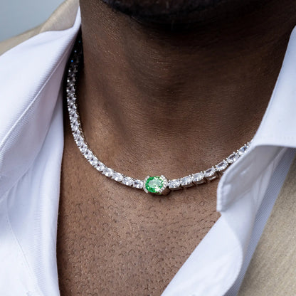 Collier de tennis ovale sur glace écrasée - vert fantaisie