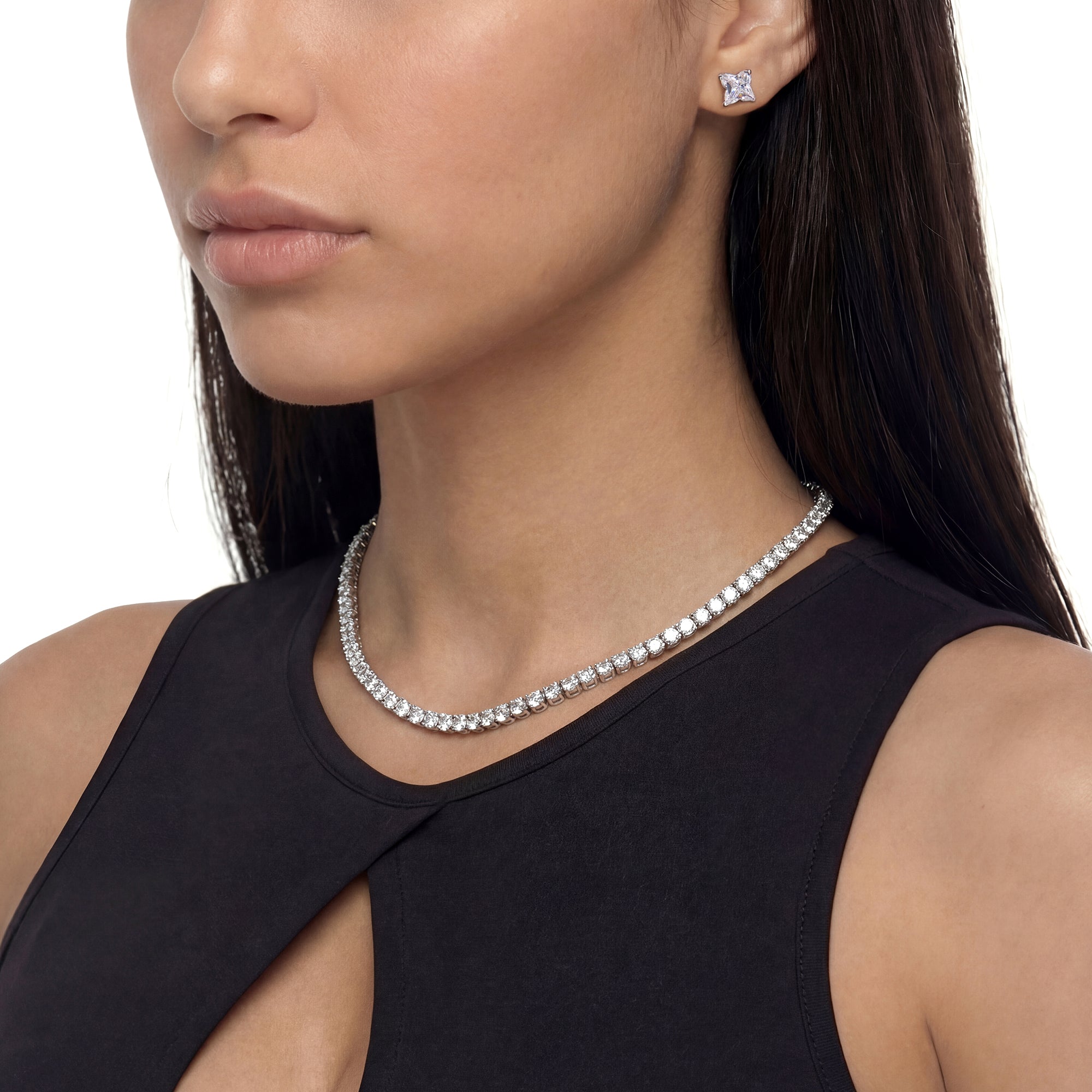 Sweet Edge Iced Chain & Earring Set