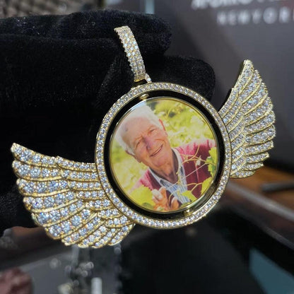 Custom Rotating Double-Sided Wings Photo Pendant