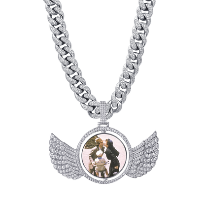 Custom Rotating Double-Sided Wings Photo Pendant