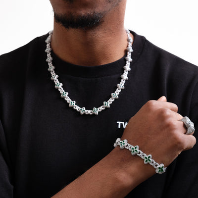 Iced Luminous Clover Chain & Armbandset