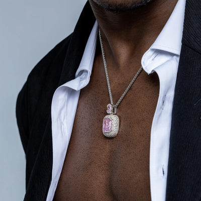 Pendente taglio smeraldo Crushed Ice - rosa chiaro fantasia