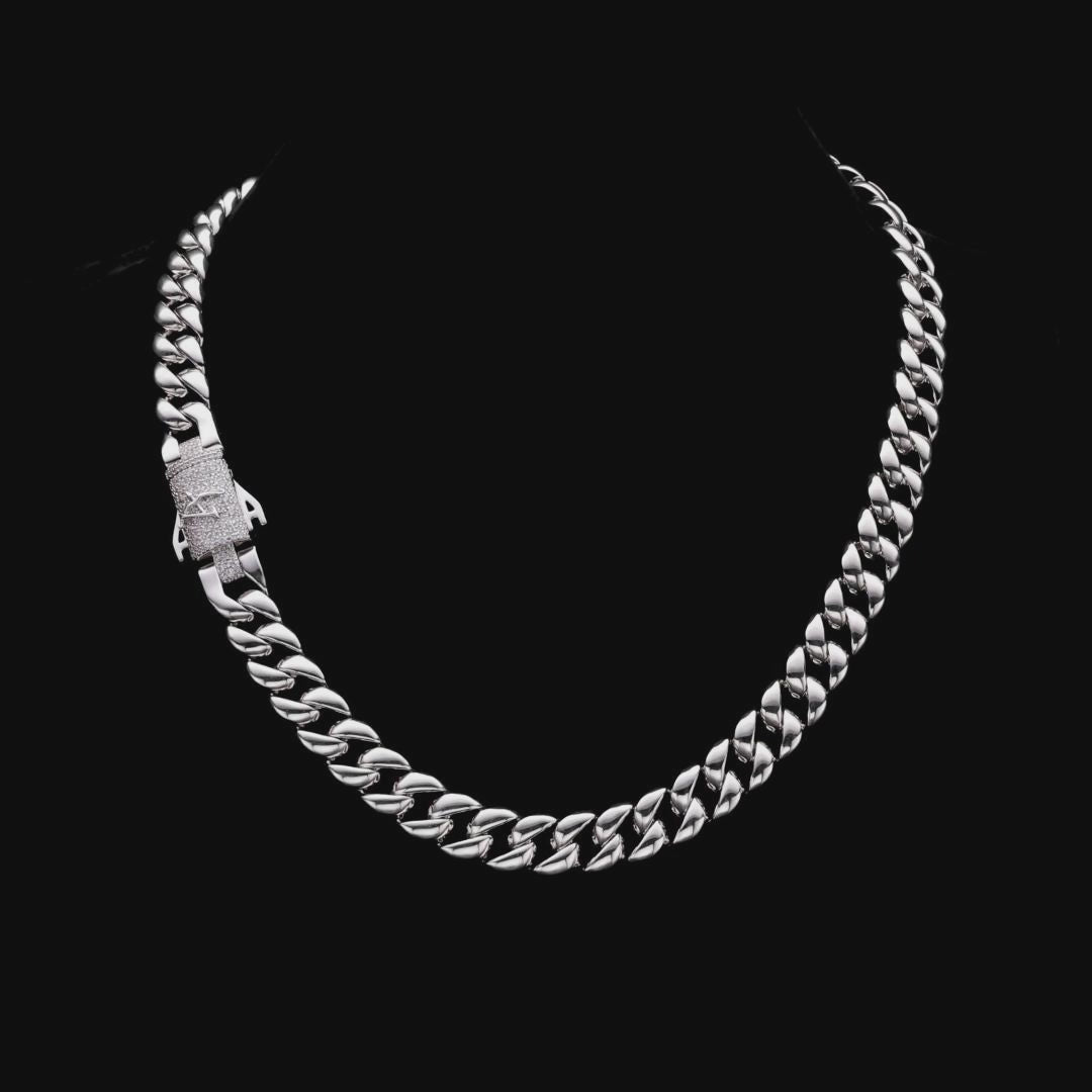 Plain Gold Cuban Link Chain With Moissanite Clasp - 12mm