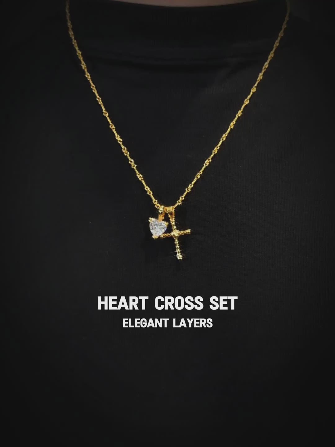 22K Marquise Cut & Twisted Cross Pendant Set