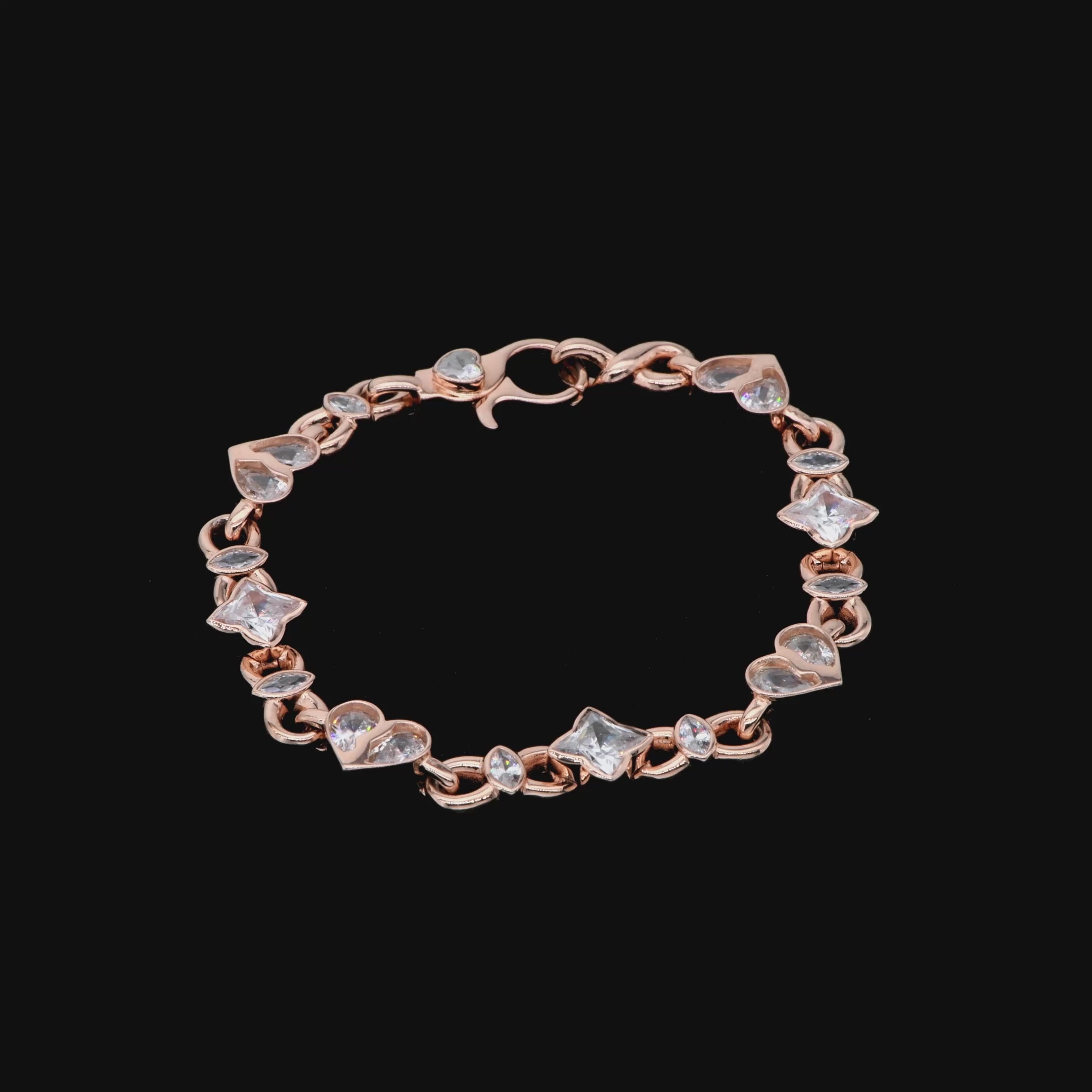 Strahlungsherzen mit Verflügelung Armband - 8 mm