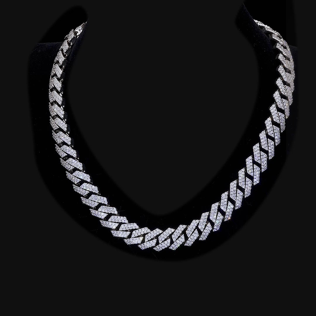 Women's Round Cut Prong Cuban Link Chain