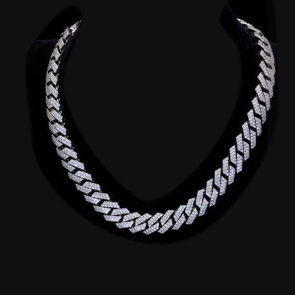 Round Cut Prong Cuban Link Chain