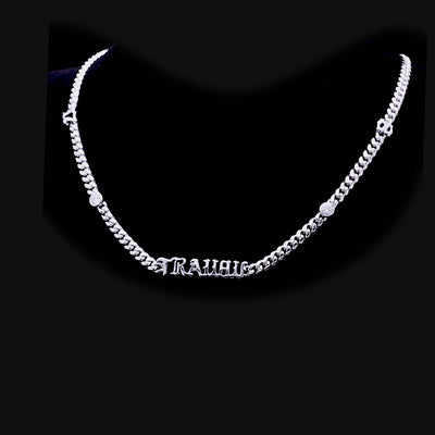 5mm 14k Gold Moissanite Custom Old English Name Necklace
