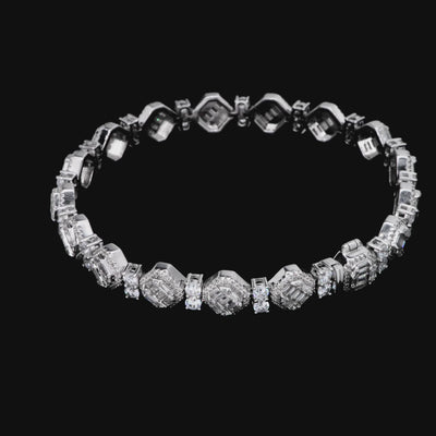 Bracelet tennis octogonal à coupe mixte - 8 mm