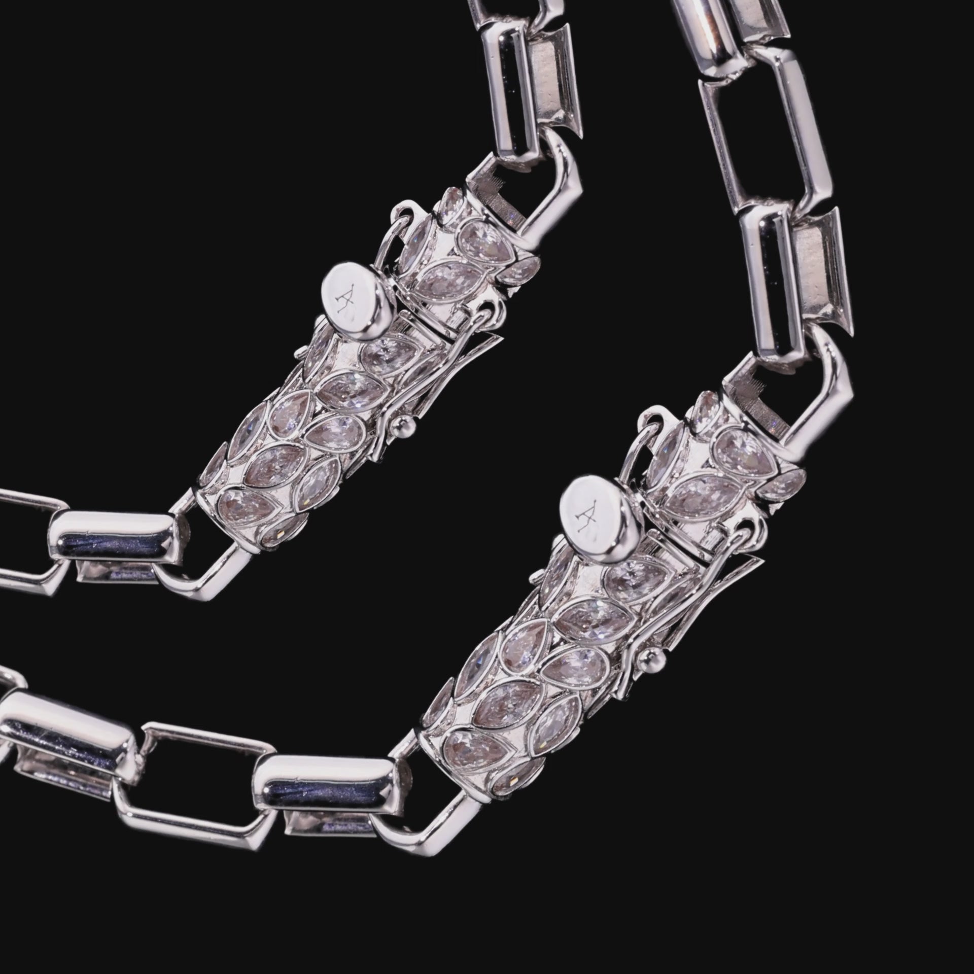 Paper Clip Chain With Iced Marquise & Pear Cut Clasp - 8mm