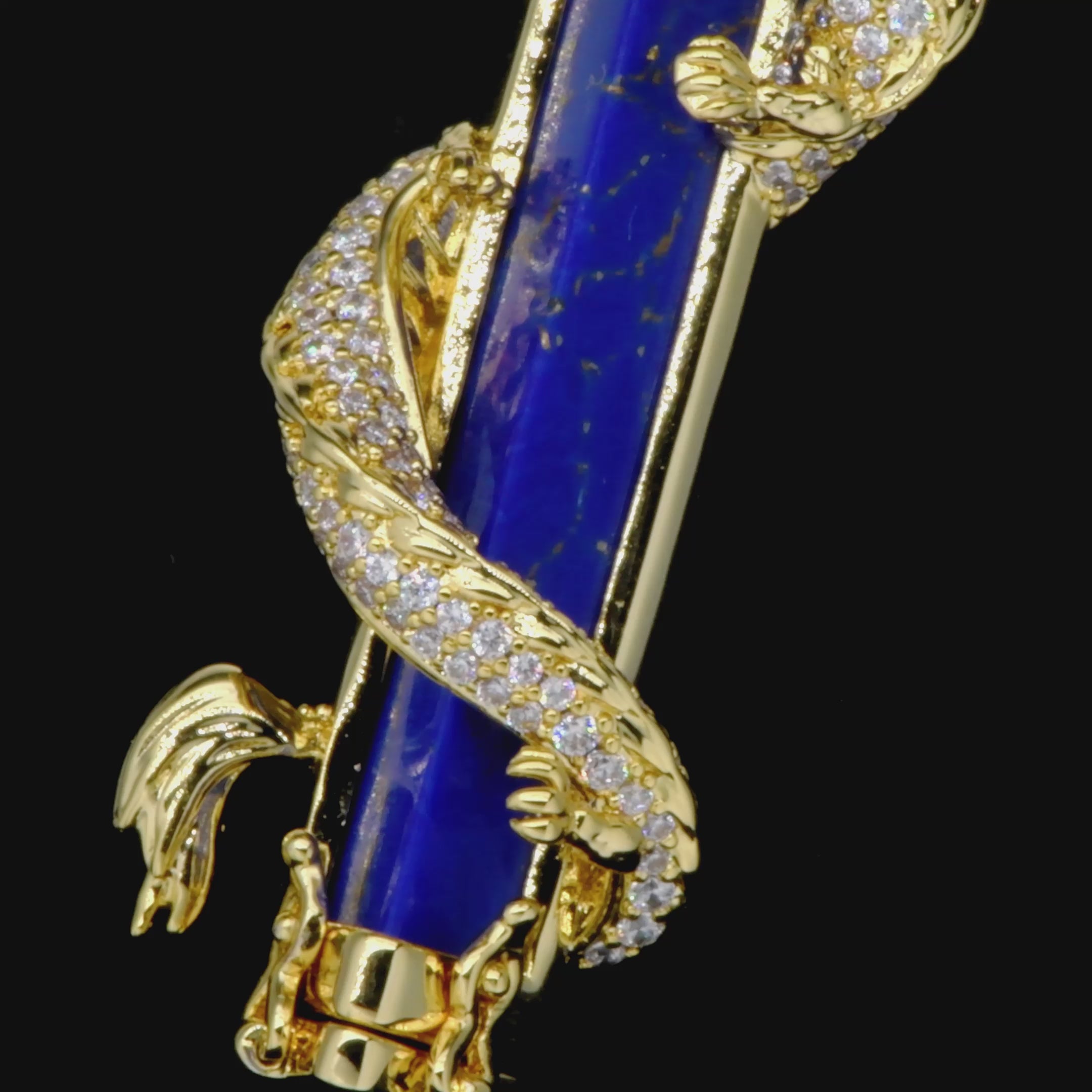 Wong ⅱ Iced Out Lapis Lazuli colonne Pendant