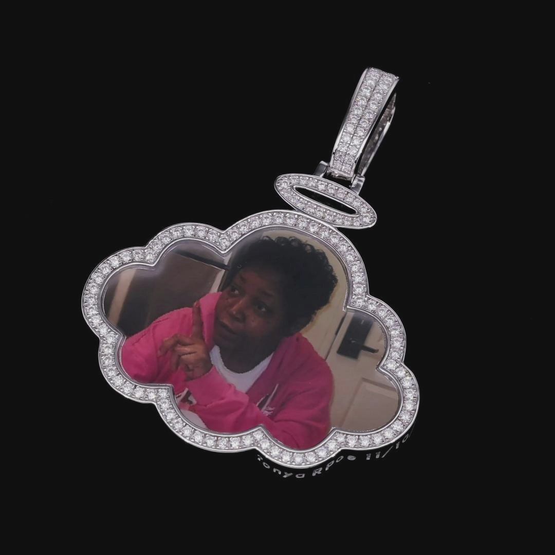 Custom Angel Cloud Double-Sided Photo Pendant