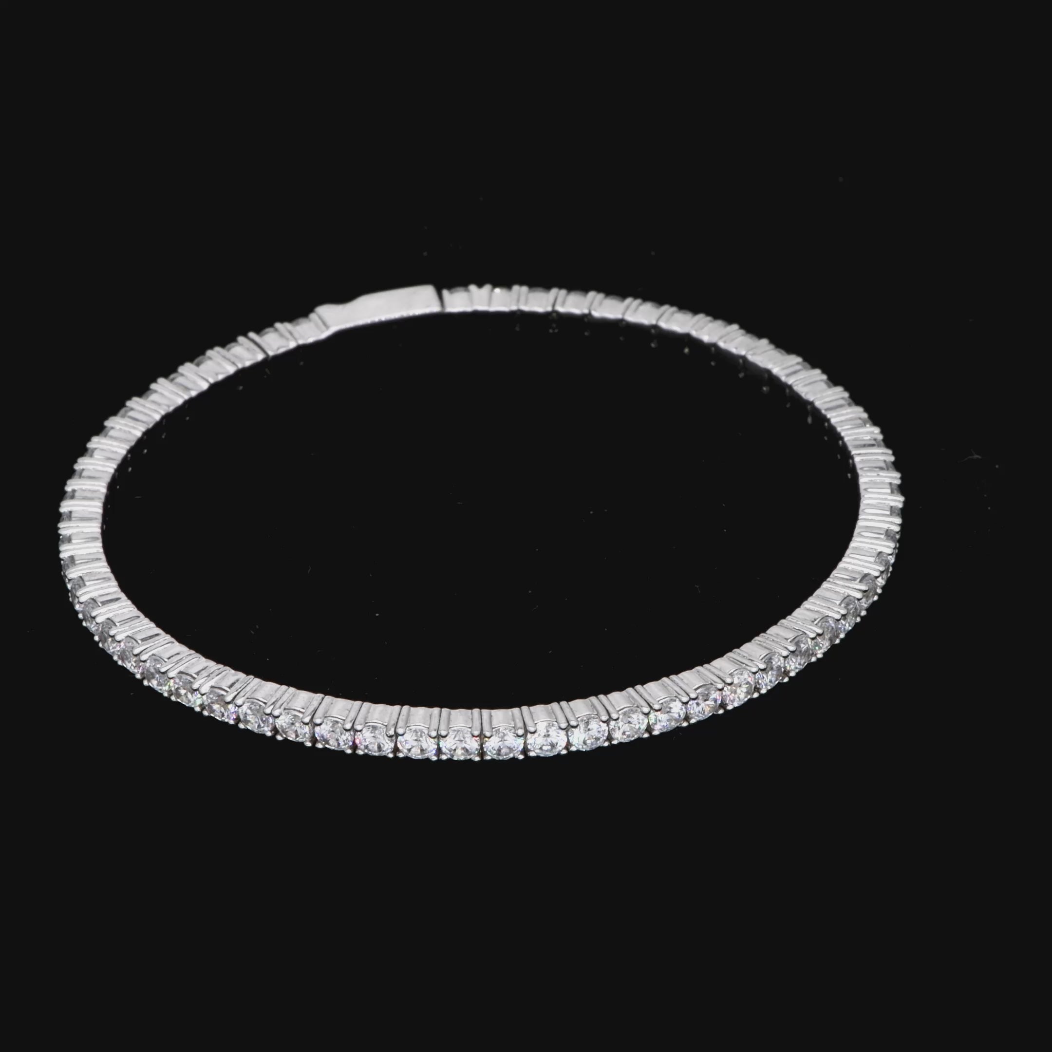 Pulsera de tenis de primavera y pulsera de cuerda - Oro blanco