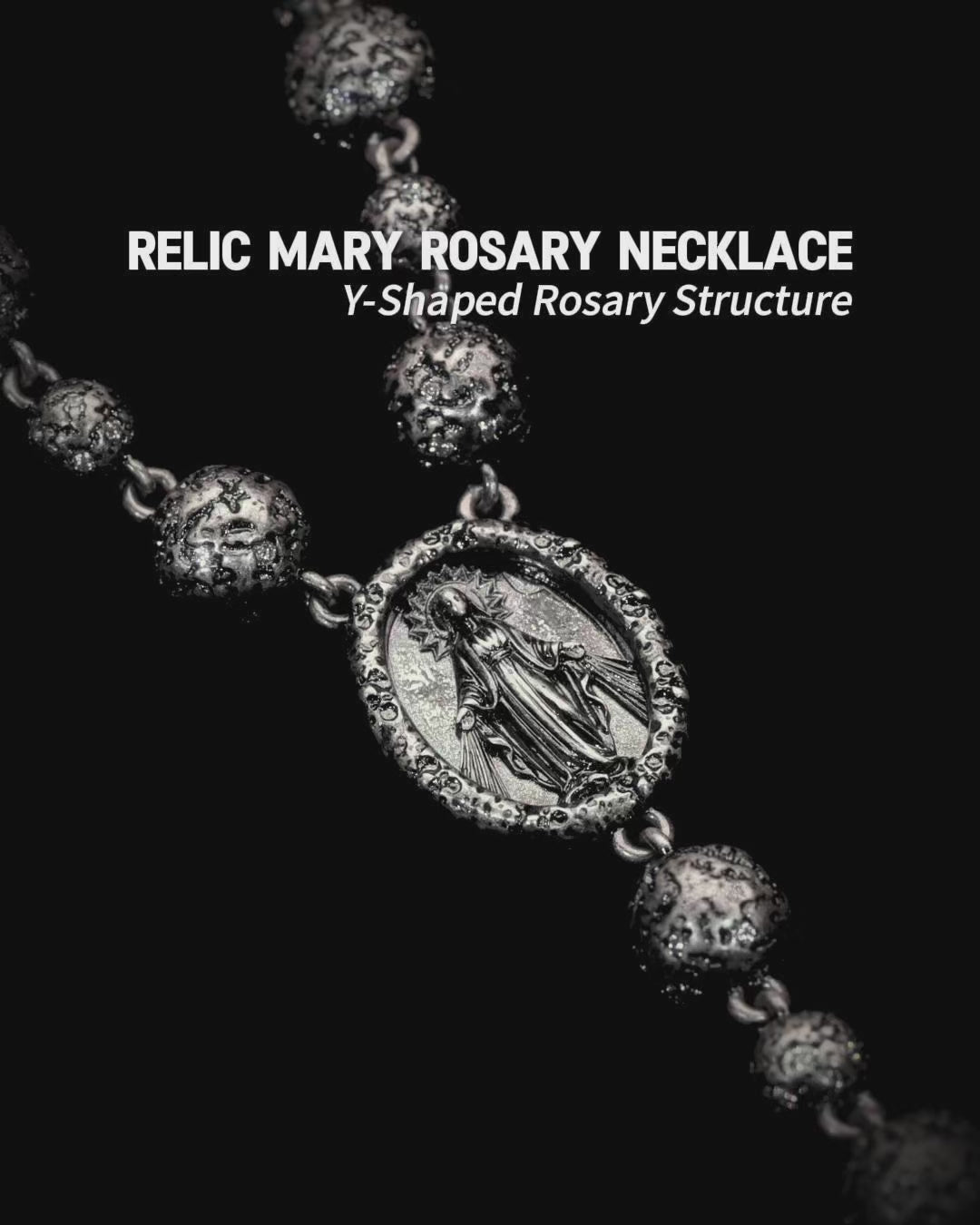 Load video: RELIC MARY ROSARY NECKLACE