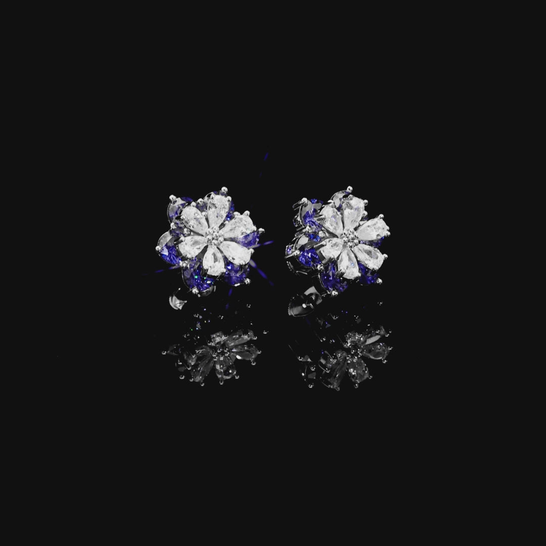 S925 Pear Cut Flower Earring