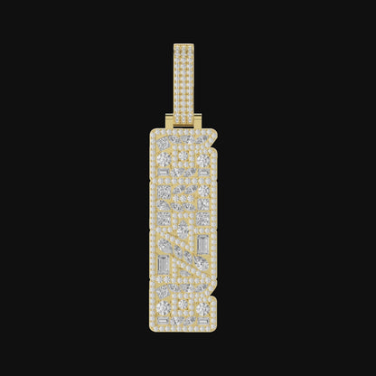 Custom Iced Mix-cut Vertical Pendant - 51mm