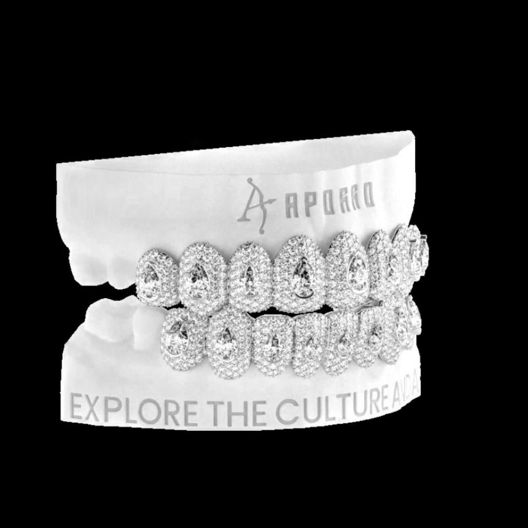 Custom Pear-Cut Full-Pavé Grillz