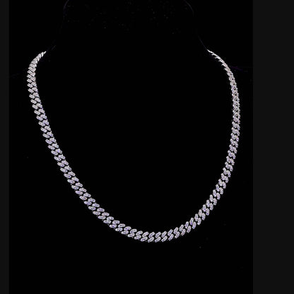 Moissanite Micro Round Cut Cuban Link Chain - 6mm