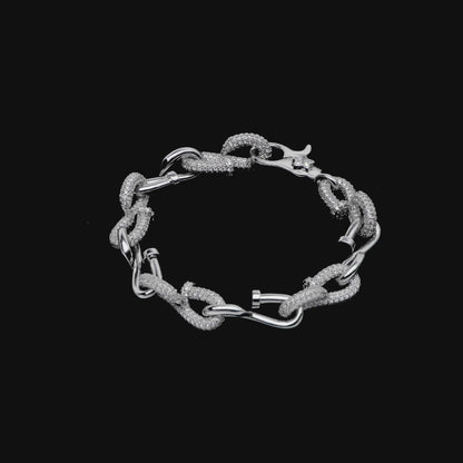 Pulsera de enlace de uñas retorcidas de moissanite - 10 mm