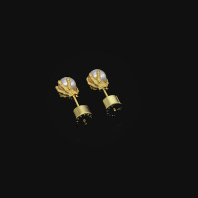 S925 WONG Dragon Pearl Stud Earring