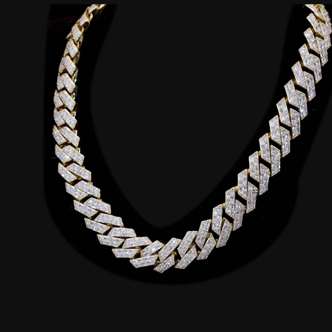 Smaragd Cut -Prong Cuban Link -Kette